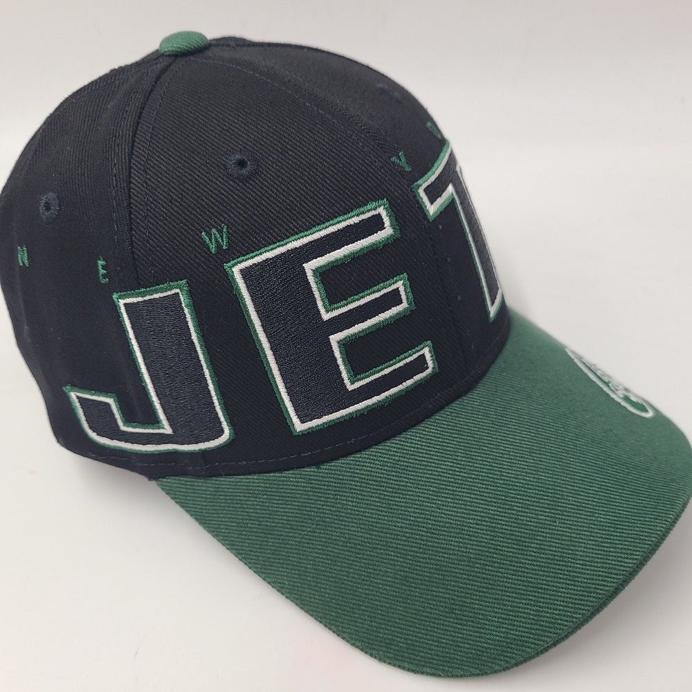 Vintage New York Jets Hat Adjustable Reebok Black Green NFL Big Wrap Logo‎ Men